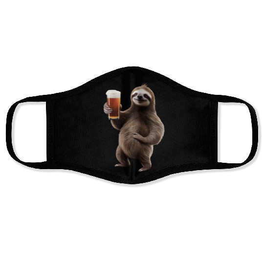 Sloth Drinking Beer Realistic Face Masks