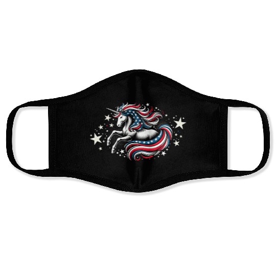 Star-Spangled Unicorn with American Pride and Face Masks