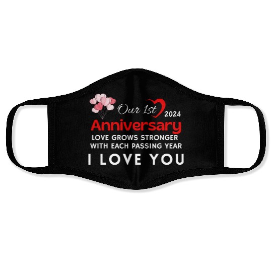 1st Anniversary I Love You Face Masks