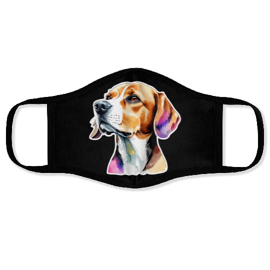 Beagle Watercolor Face Masks
