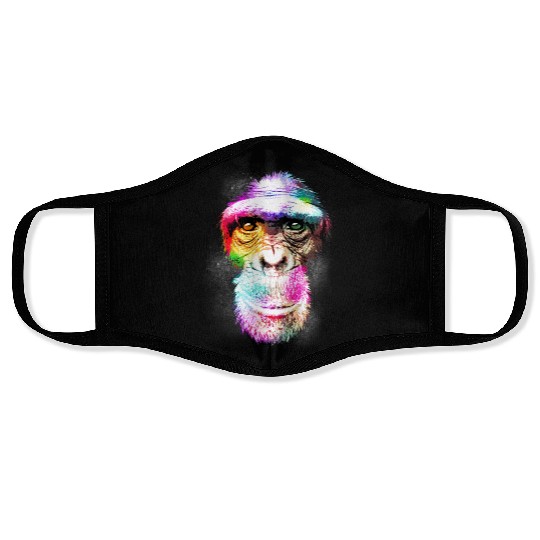 Colorful Retro Realistic Monkey Face Funny Graphic Face Masks