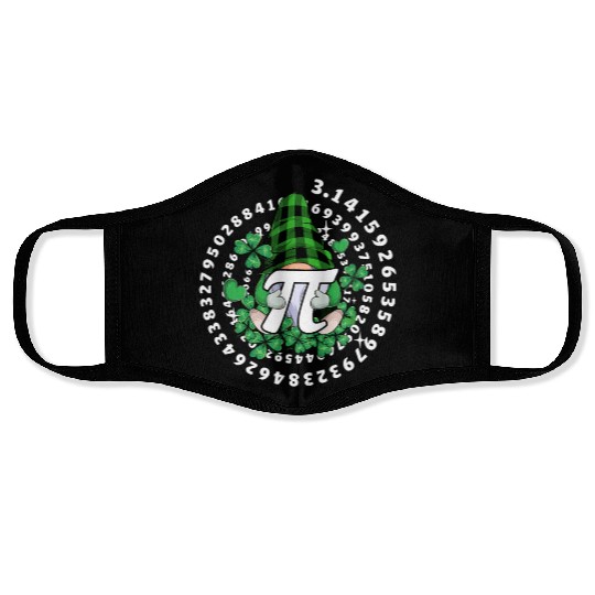 Gnome Hold Shamrock Pi Day Math 314Gnomes Face Masks