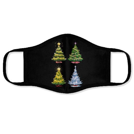 Green Tree Christmas Holiday Winter Face Masks