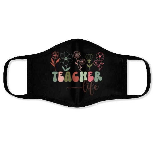 Floral Teacher Life Happy Teacher Day Face Masks