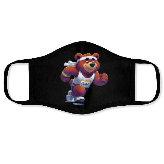 Cute Marathon Runner Bear Face Masks