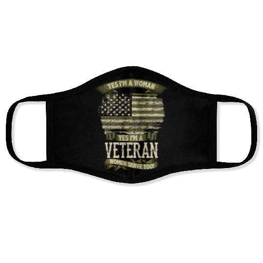 Veteran Design - Yes I m A Veteran Face Masks