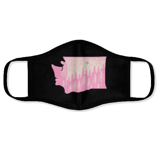 Washington DC Wild Outline State Face Masks