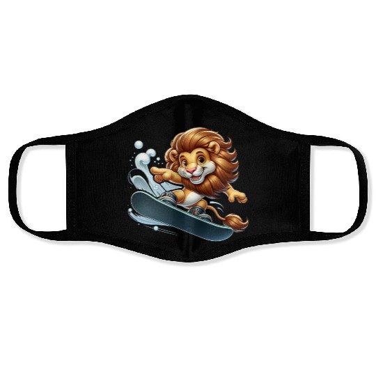 Cute Snowboarder Lion Face Masks