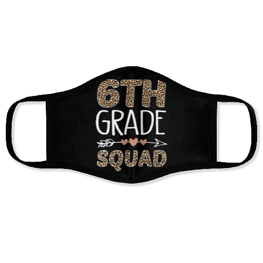 6th Grade Squad Leopard Teacher Student Face Masks
