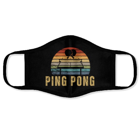 Ping Pong Player Vintage Retro 70s Design Ping Face Masks