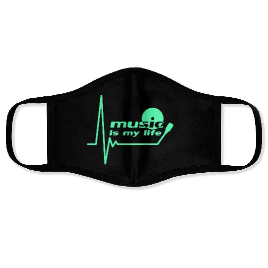 Music is my Party Life Vinyl Record Plate Pulse Face Masks