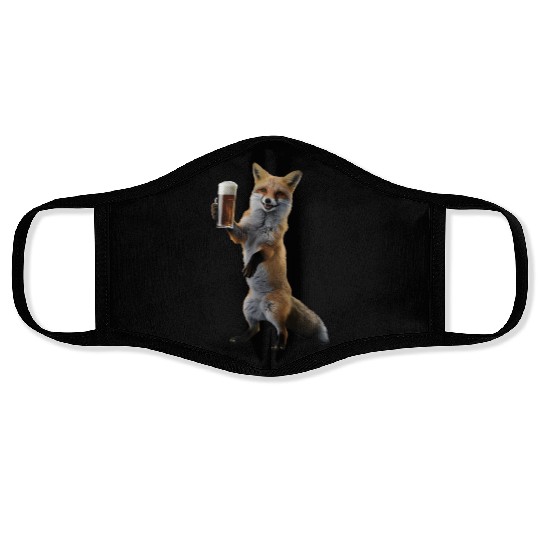 Fox Drinking Beer Realistic Face Masks