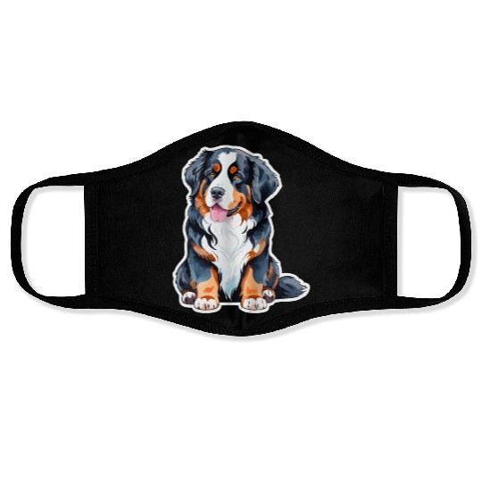 Bernese Mountain Dog Watercolor Face Masks