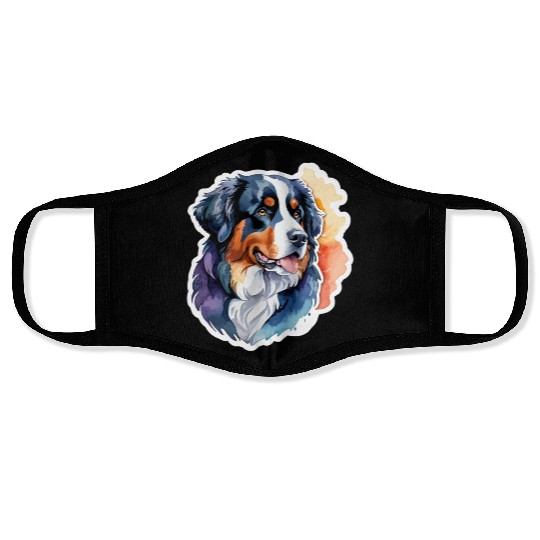 Bernese Mountain Dog Watercolor Face Masks