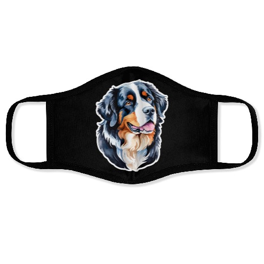 Bernese Mountain Dog Watercolor Face Masks
