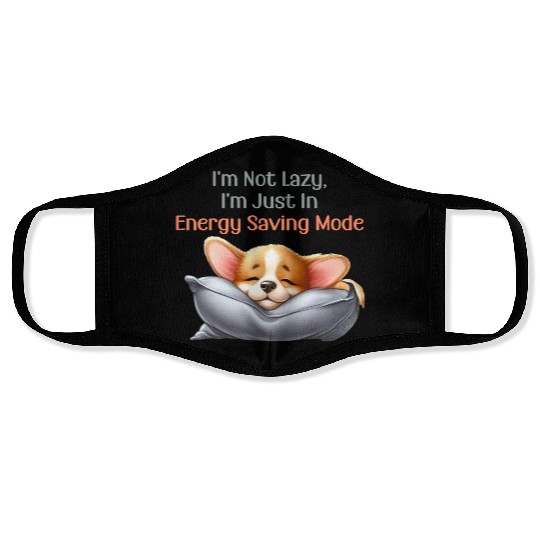 Sleeping little corgi -Energy Saving Mode Face Masks