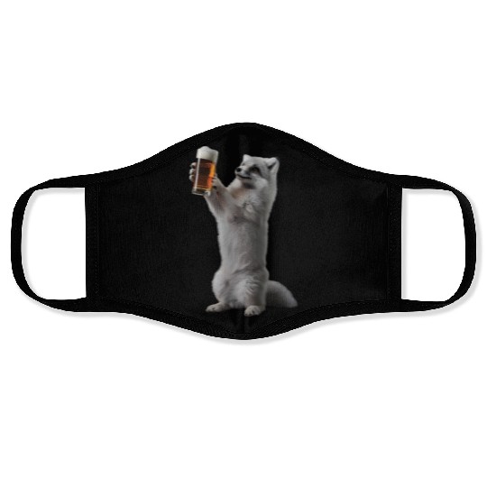 Arctic Fox Drinking Beer Realistic Face Masks