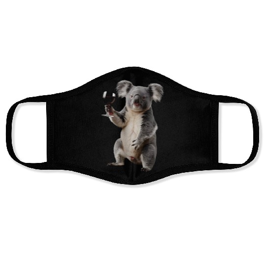 Koala Drinking Wine Realistic Face Masks