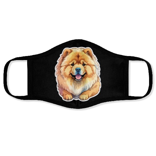 Chow Chow Watercolor Face Masks