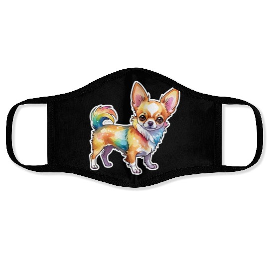 Chihuahua Watercolor Face Masks