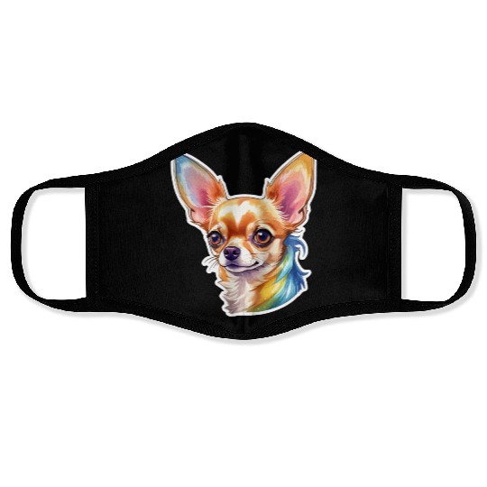 Chihuahua Watercolor Face Masks