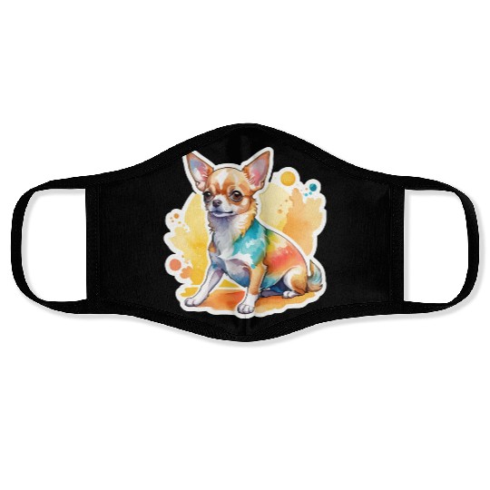 Chihuahua Watercolor Face Masks