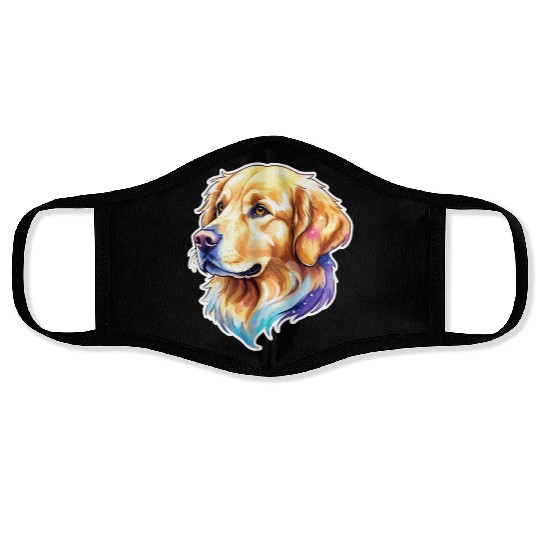 Golden Retriever Watercolor Face Masks