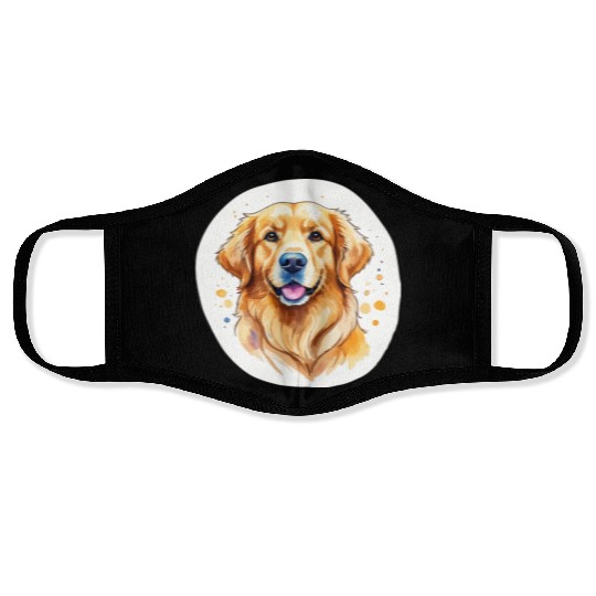 Golden Retriever Watercolor Face Masks