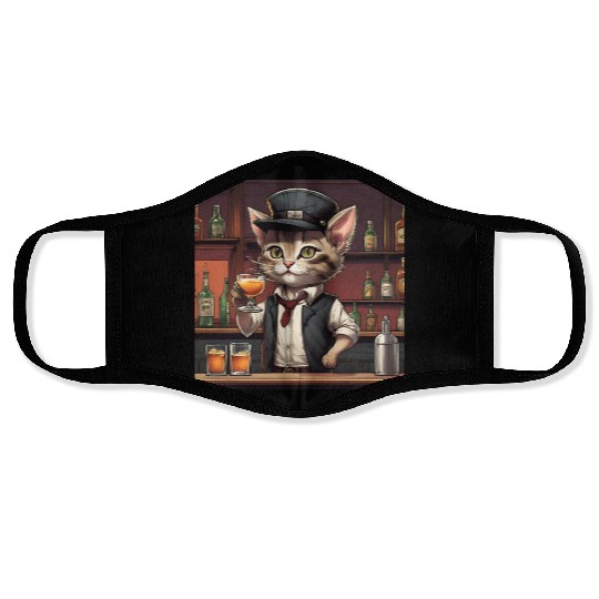 bartender kitty Face Masks