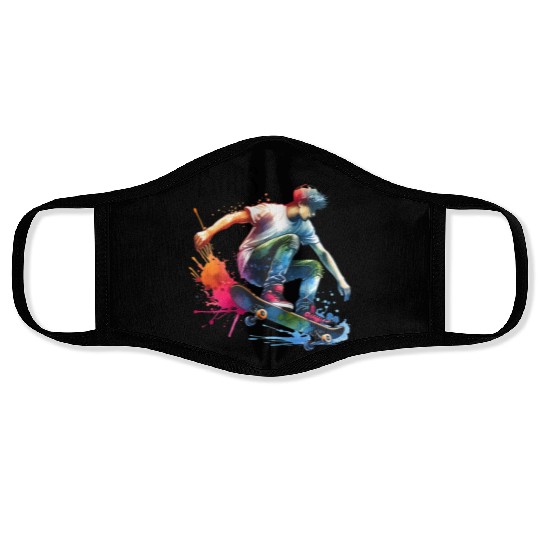 Cool Urban Skater Graphic Athletic Streetwear Face Masks