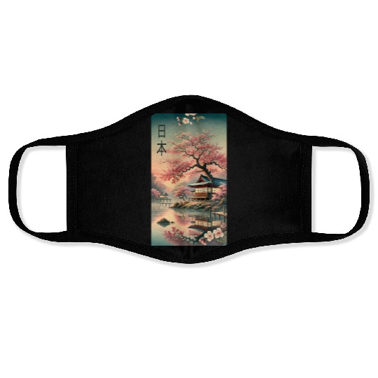 Japan church flowers design Face Masks