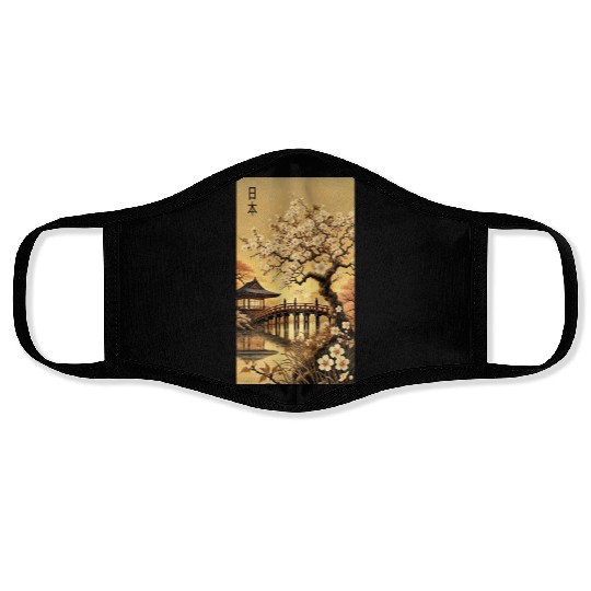 Japan church flowers Tokyo design Face Masks