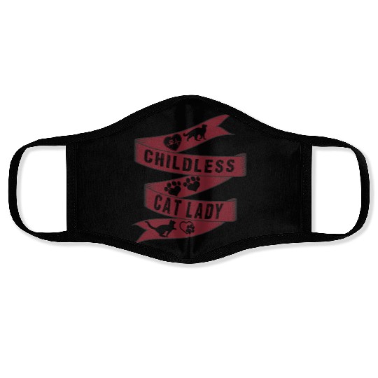 Vintage And Retro Funny Childless Cat Lady Face Masks