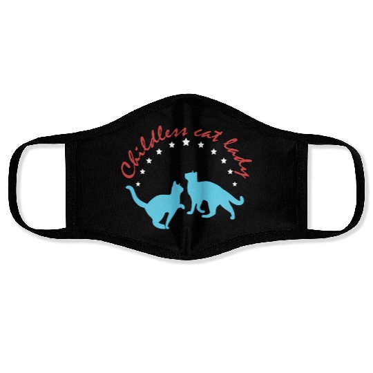 Vintage And Retro Funny Childless Cat Lady Face Masks