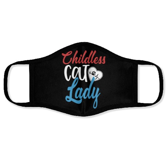 Vintage And Retro Funny Childless Cat Lady Face Masks