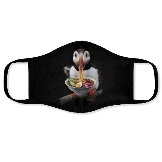 Atlantic Puffin Eating Ramen Realistic Face Masks