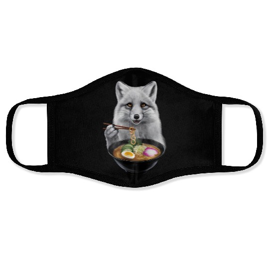 Arctic Fox Eating Ramen Realistic Face Masks