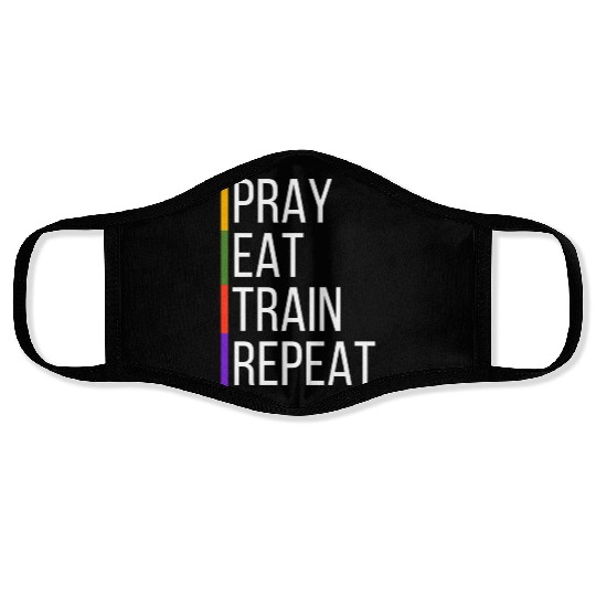 Pray Eat Train Repeat Face Masks