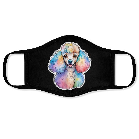 Poodle Watercolor Face Masks