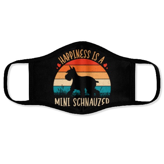 Happiness Is A Mini Schnauzer Retro Vintage Face Masks