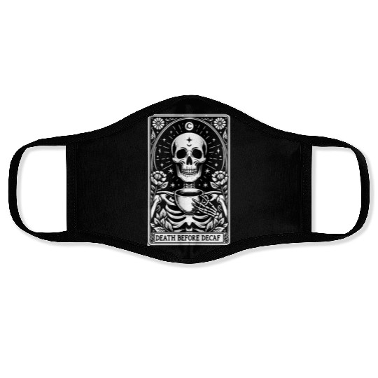 Death Before Decaf Tarot Card Face Masks