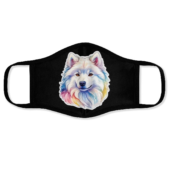 Samoyed Dog Watercolor Face Masks