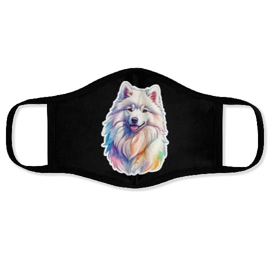 Samoyed Dog Watercolor Face Masks