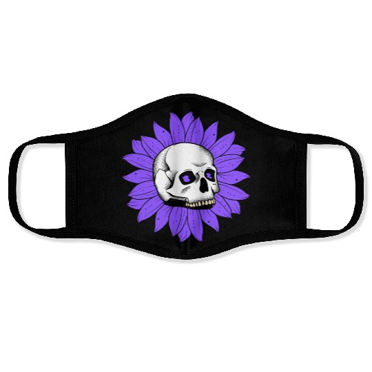 Summer Face Masks with Skull and Purple Flowers – Tre