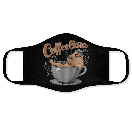 Coffeebara Capybara Coffedrinker Face Masks