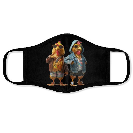 Hip chickens rocking fashionable Face Masks