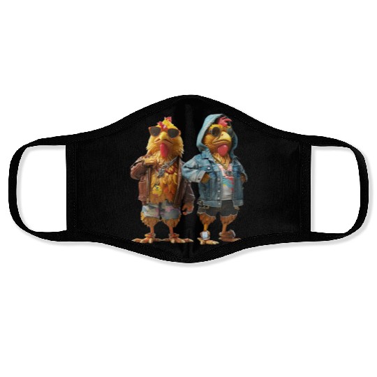 Hip chickens rocking fashionable Face Masks