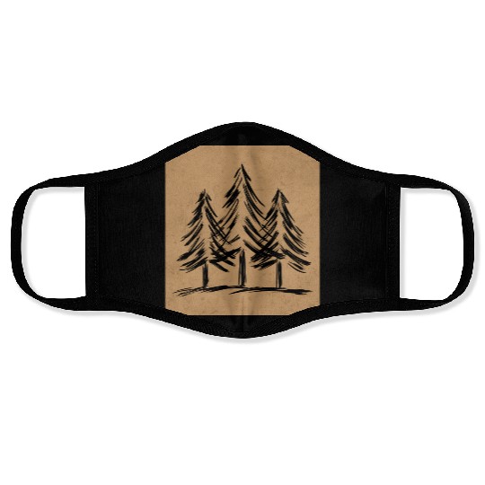 Skinny pine trees Pine forest gift for nature hike Face Masks