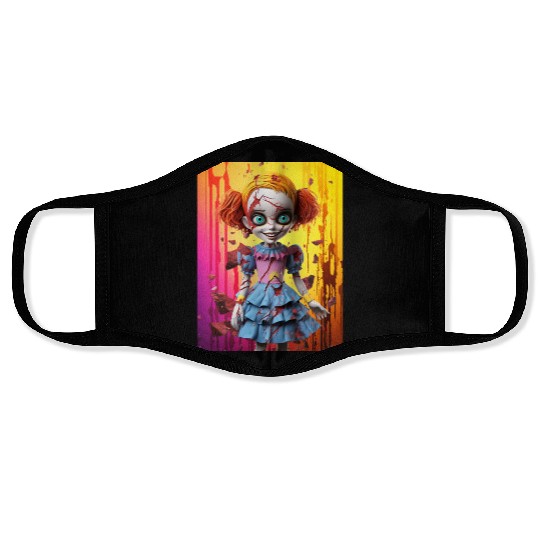 Horror Doll embrace the fear Face Masks