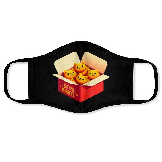 Kitten Nuggets Food Pun Cat Lover Gift Chicken Nug Face Masks